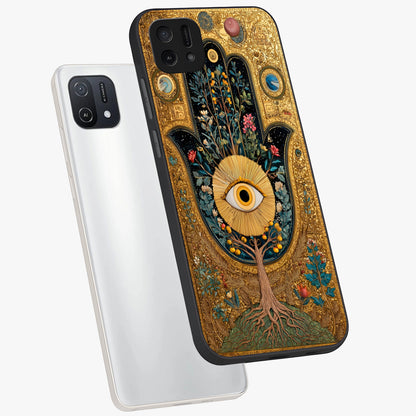 Ethereal Evil Eye Glass Case displayed in angled mockup highlighting protective evil eye symbol with spiritual aesthetic design.
