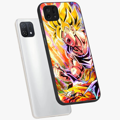 Firing Goku Glass Case displayed in angled mockup highlighting dynamic anime character design with action aesthetic.