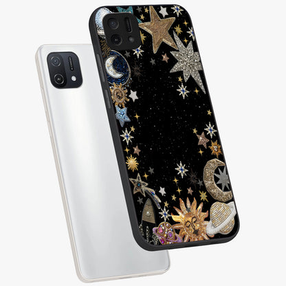 Galactic Jewel Stars Glass Case displayed in angled mockup highlighting shining celestial star design with cosmic aesthetic style.