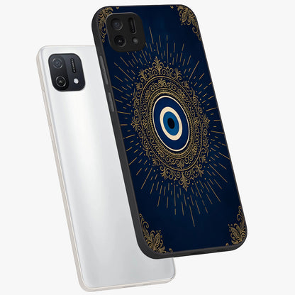 Golden Celestial Charm Glass Case displayed in angled mockup highlighting sparkling cosmic charm design with celestial aesthetic.