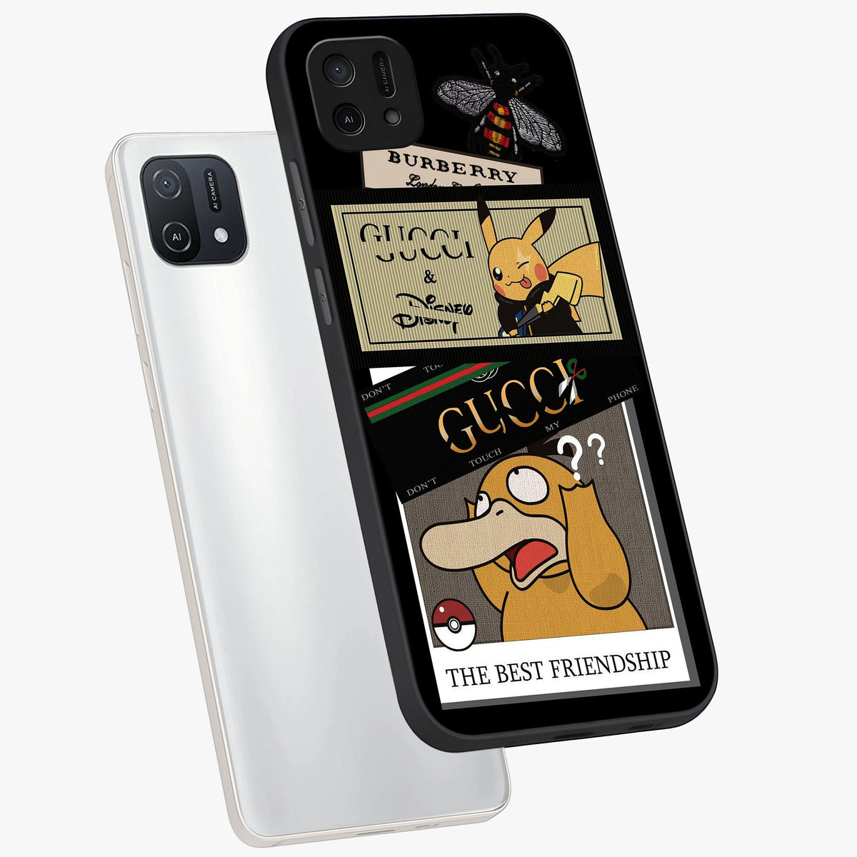 Gucci Play Mashup Glass Case displayed in angled mockup highlighting stylish fashion mashup design with bold aesthetic.