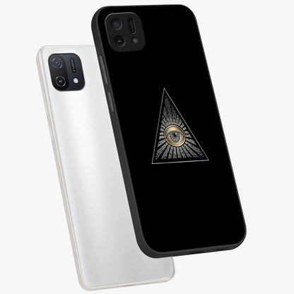 Illuminati Evil Glass Case displayed in angled mockup highlighting dark occult inspired design with bold aesthetic style.
