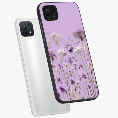 Lavender Blossom Dream Glass Case displayed in angled mockup highlighting dreamy lavender flower design with calming aesthetic style.