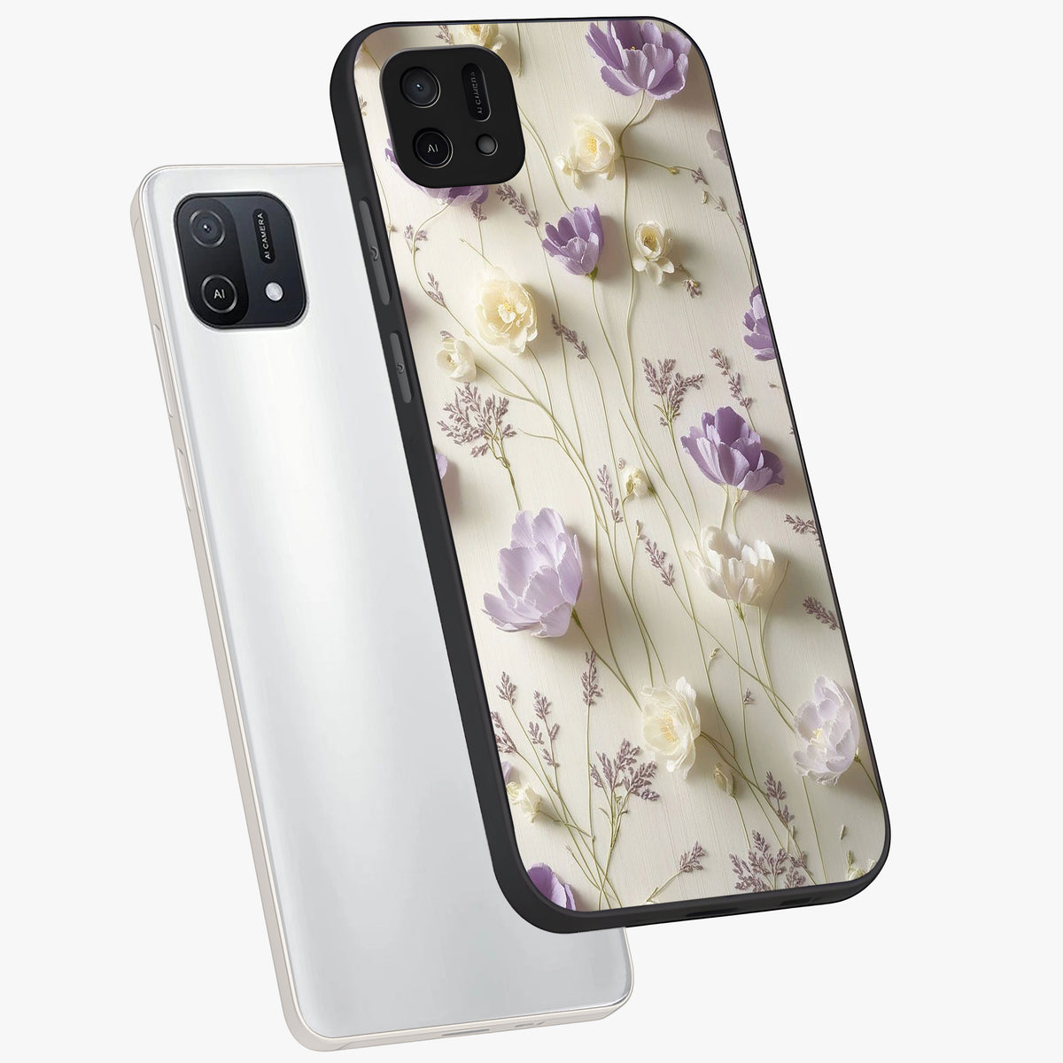 Lilac Breeze Harmony Glass Case displayed in angled mockup highlighting calm lilac breeze design with soothing aesthetic style.