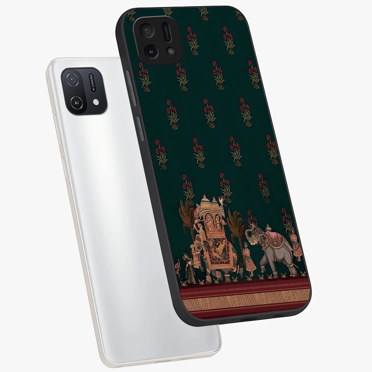 Macmerise Glass Case displayed in angled mockup highlighting trendy graphic design with sleek aesthetic style.