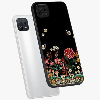 Midnight Bloom Pattern Glass Case displayed in angled mockup highlighting elegant flower design with midnight aesthetic style.
