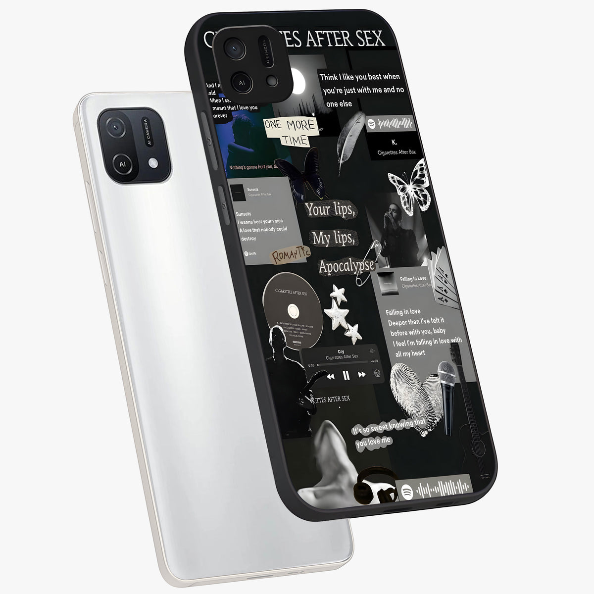 Midnight Love Echo Glass Case displayed in angled mockup highlighting elegant love inspired design with deep aesthetic style.