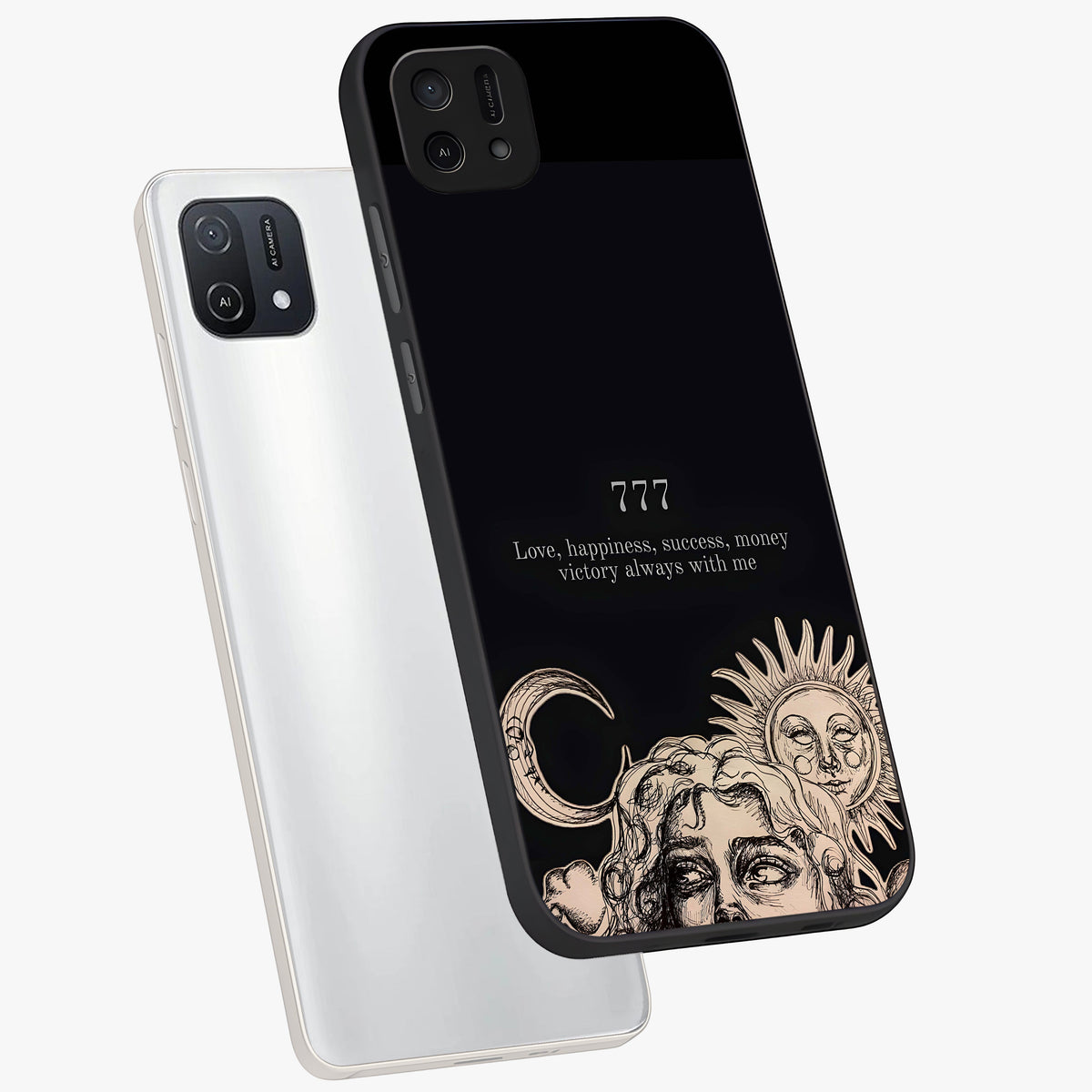 Mystic Victory Aura Glass Case displayed in angled mockup highlighting energetic aura design with bold mystical aesthetic.