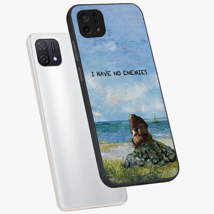 Peace Beyond War Glass Case displayed in angled mockup highlighting meaningful message design with artistic aesthetic style.
