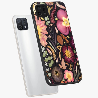 Petal Dream Tapestry Glass Case displayed in angled mockup highlighting decorative petal pattern with elegant botanical aesthetic.