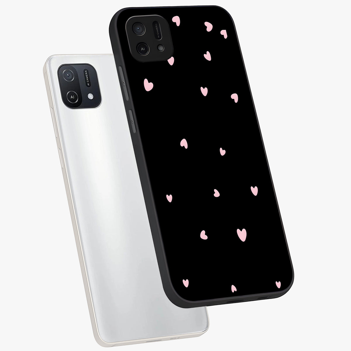 Pink Love Drops Glass Case displayed in angled mockup highlighting cute love drop design with vibrant pink aesthetic.