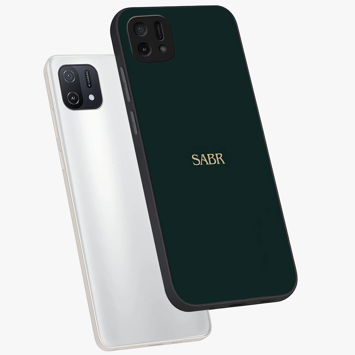 Sabr Minimal Patience Glass Case displayed in angled mockup highlighting simple inspirational design with clean aesthetic style.