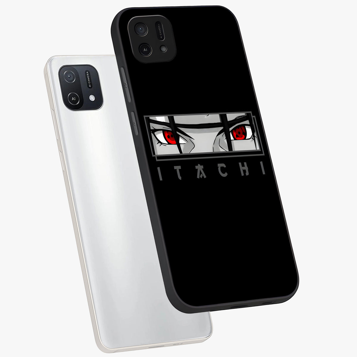 Scarlet Gaze Dominance Glass Case displayed in angled mockup highlighting intense visual design with bold scarlet aesthetic.