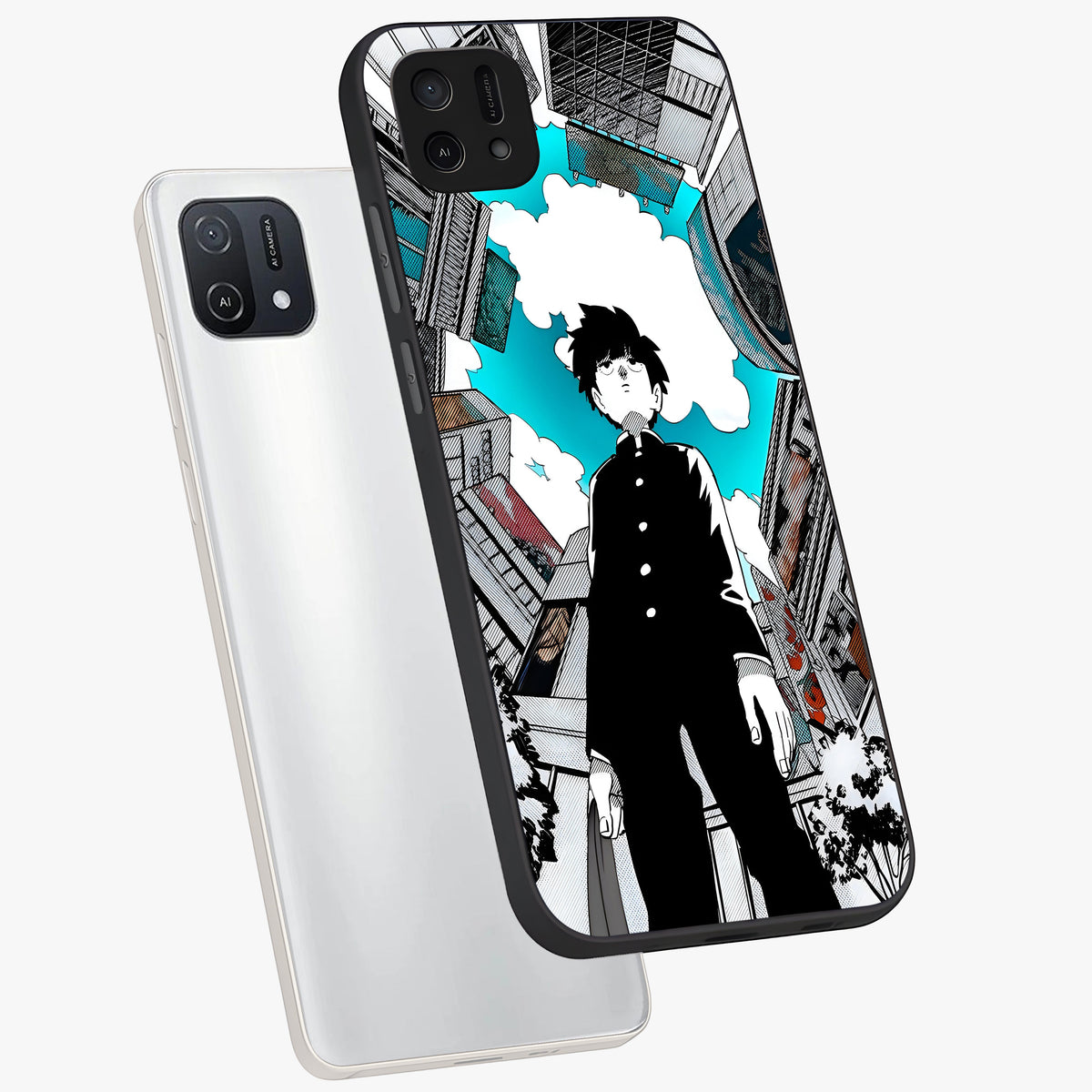 Silent Psychic Awakening Glass Case displayed in angled mockup highlighting spiritual awakening design with cosmic aesthetic.