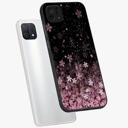 Small Starry Flowers Glass Case displayed in angled mockup highlighting tiny flower pattern with celestial aesthetic style.