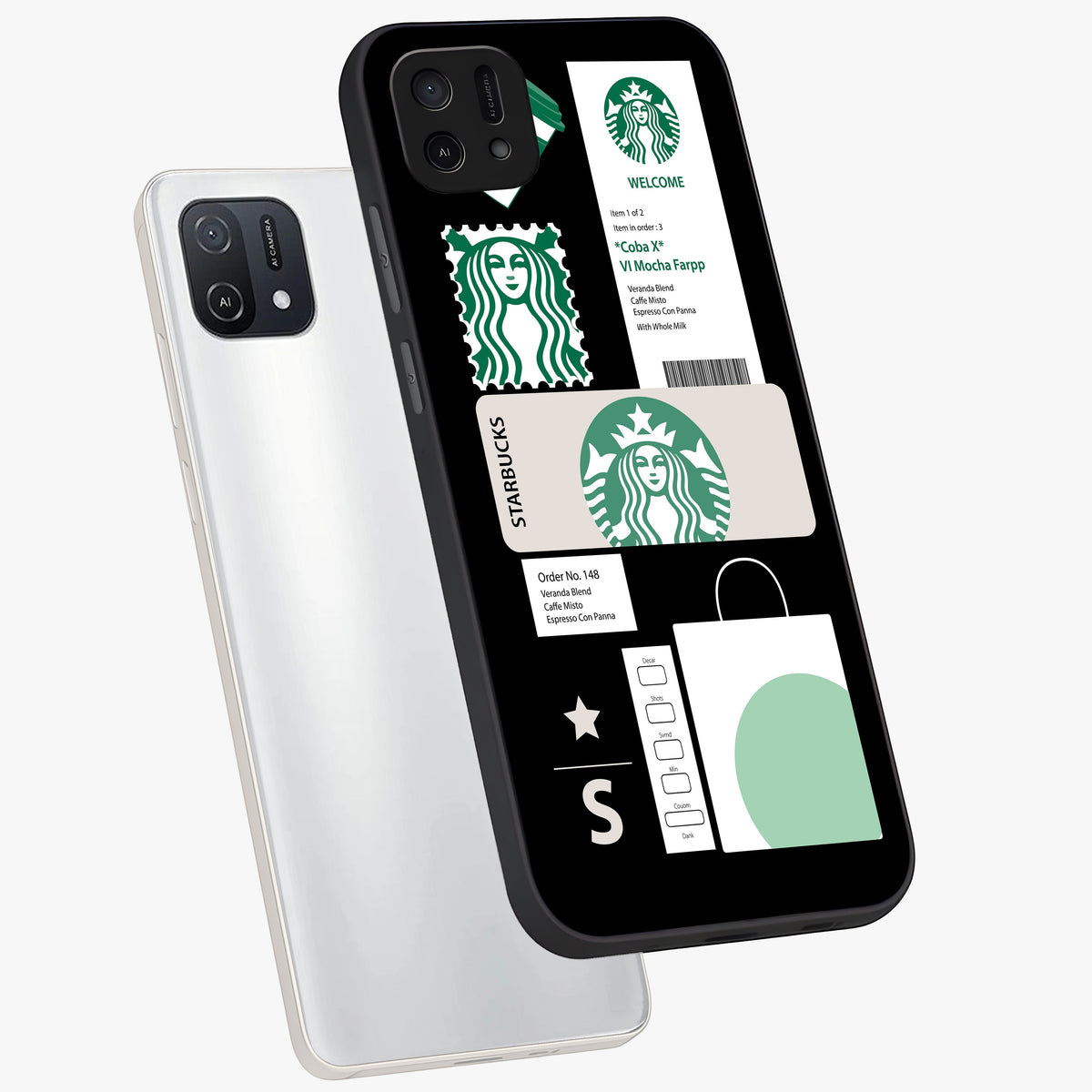 Starbucks Mocha Glass Case displayed in angled mockup highlighting stylish mocha themed design with cozy café aesthetic.