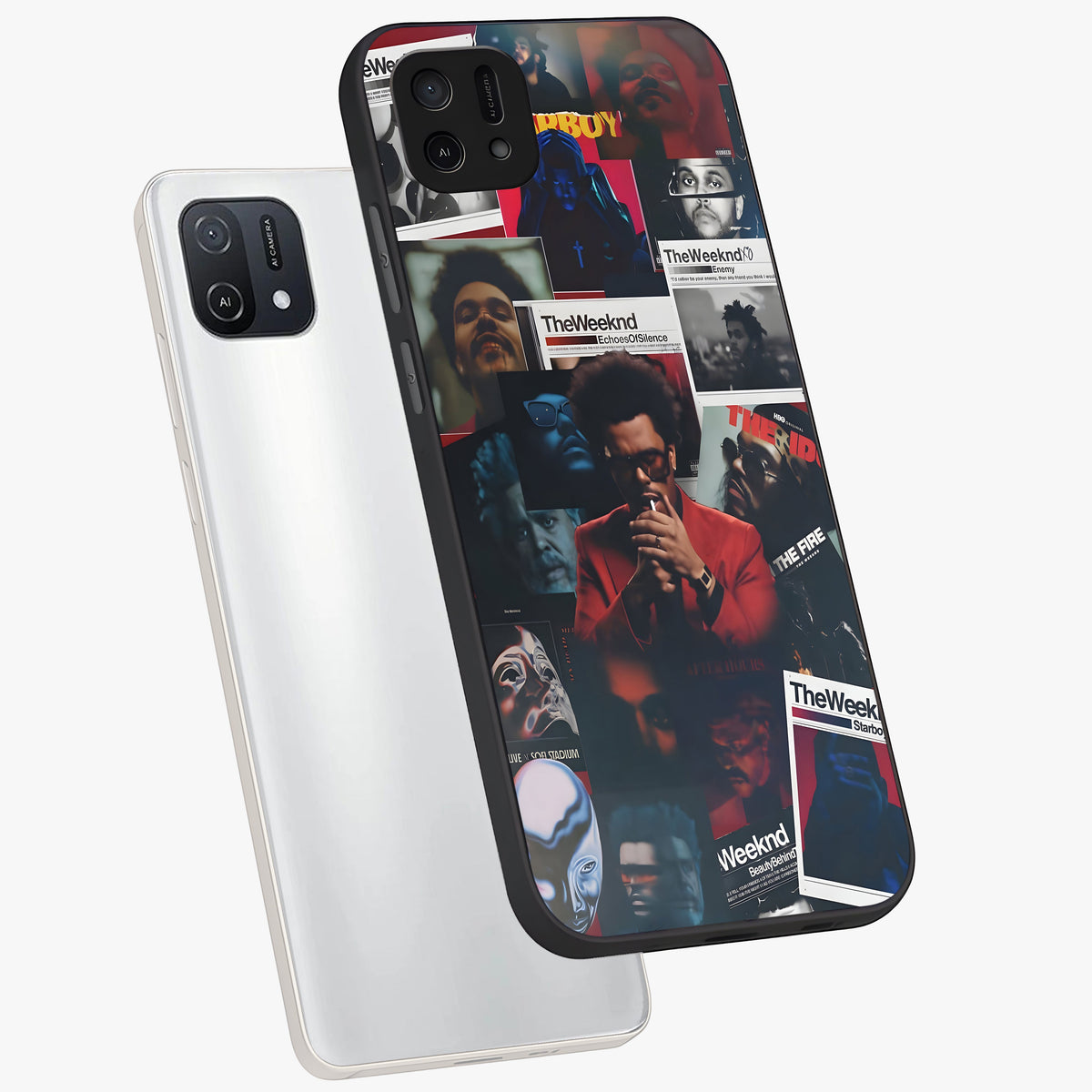 The Weeknd Glass Case displayed in angled mockup highlighting stylish pop culture inspired design with modern aesthetic.