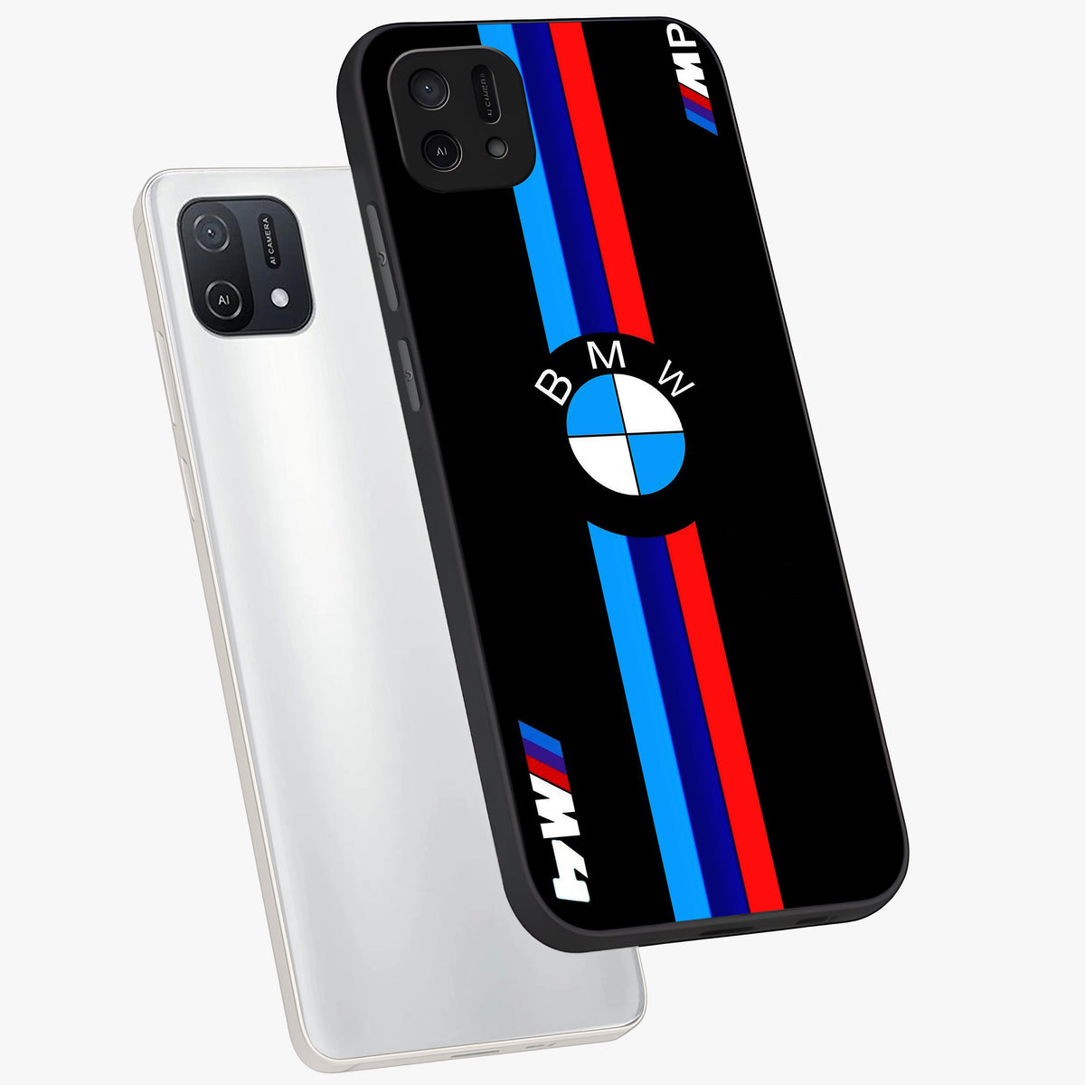 Turbo BMW Beast Glass Case displayed in angled mockup highlighting sleek racing car design with bold automotive aesthetic.