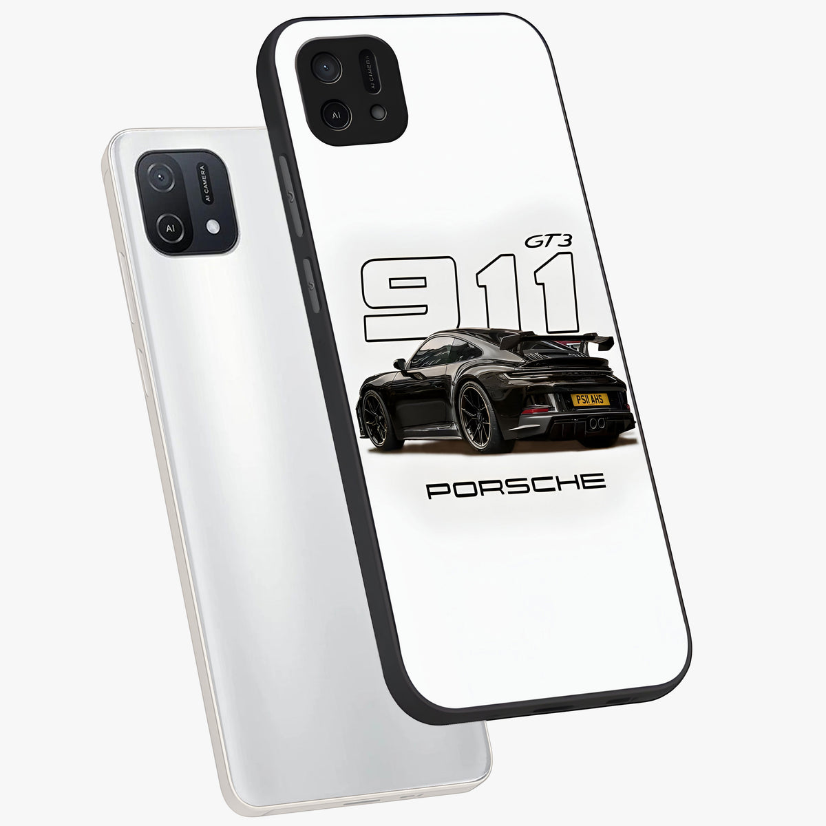 Turbo Legacy Icon Glass Case displayed in angled mockup highlighting dynamic automotive design with performance aesthetic.