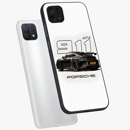 Turbo Legacy Icon Glass Case displayed in angled mockup highlighting dynamic automotive design with performance aesthetic.