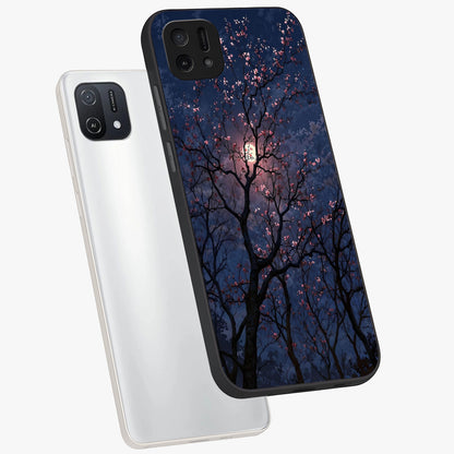 Twilight Sakura Serenade Glass Case displayed in angled mockup highlighting delicate sakura flower design with dreamy aesthetic.
