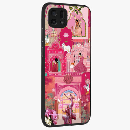Blossoms of Rajasthan Glass Case upright view showcasing colorful floral design inspired by traditional Indian art.