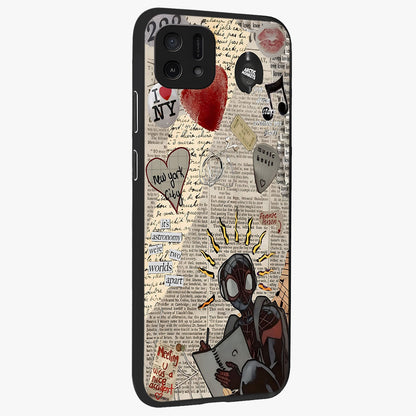 City Dream Sketch Glass Case upright view showcasing urban skyline artwork with stylish hand drawn design.