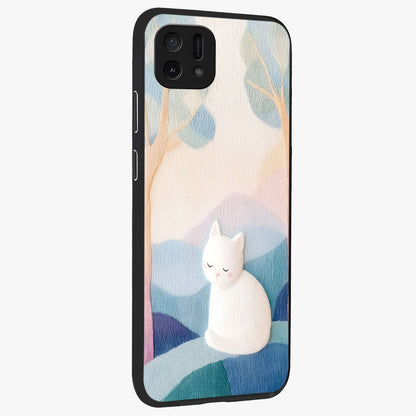 Cotton Dream Cat Glass Case upright view showcasing charming cat artwork with cozy dreamy theme.