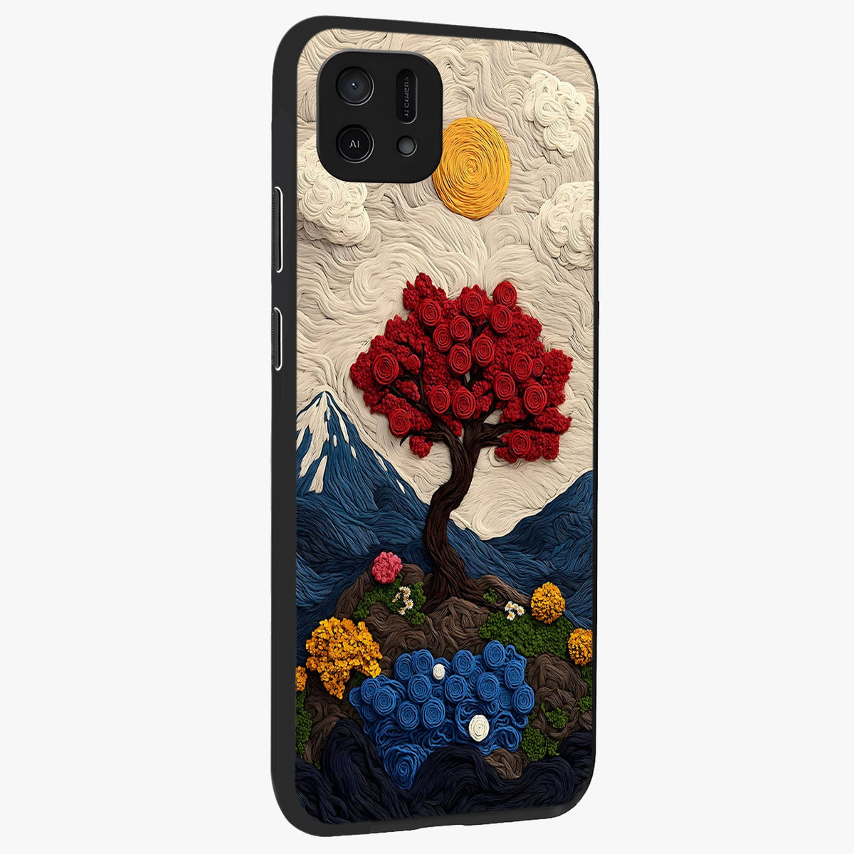 Eternal Nature Tapestry Glass Case upright view showcasing elegant nature tapestry design with decorative style.