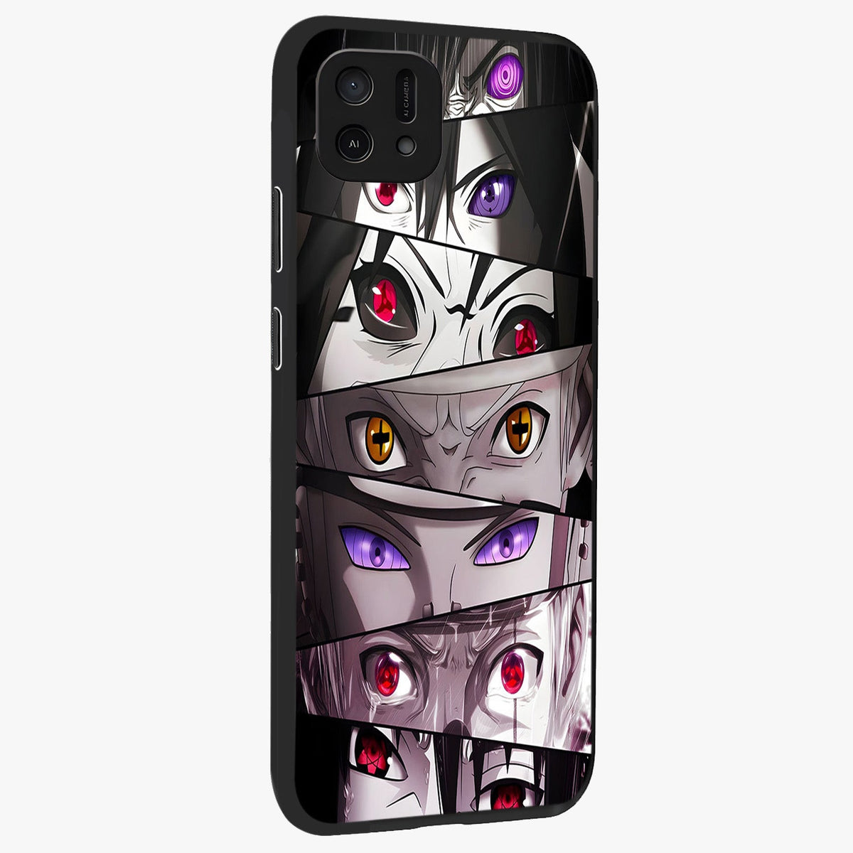 Eyes of Destiny Glass Case upright view showcasing symbolic eye artwork with dramatic artistic theme.