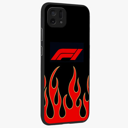 Fire F11 Glass Case upright view showcasing dynamic flame artwork with intense visual theme.