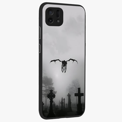 Graveyard Shadow Descent Glass Case upright view showcasing haunting graveyard artwork with dramatic dark theme.