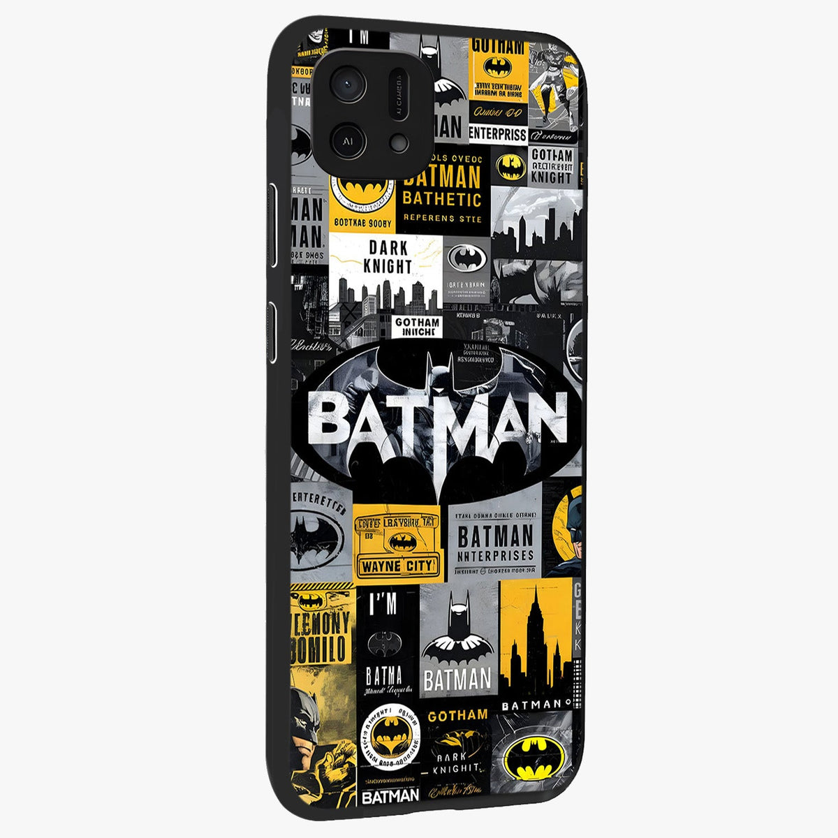 Knight Gotham Rise Glass Case upright view showcasing bold vigilante themed artwork with gothic city vibe.