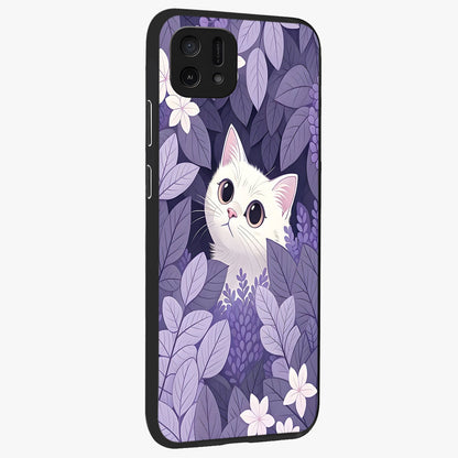 Lilac Hide Peek Cat Glass Case upright view showcasing charming cat artwork with adorable peek theme.