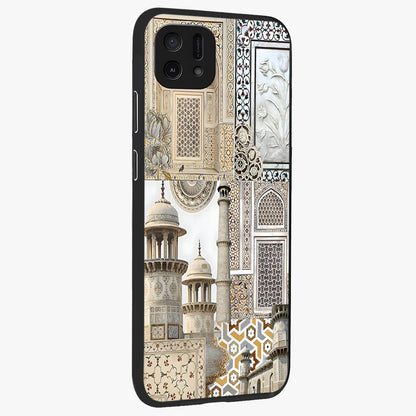 Mughal Marble Legacy Glass Case upright view showcasing ornate Mughal design with luxurious traditional theme.