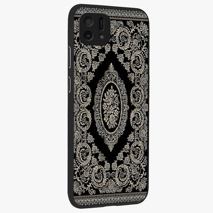 Noir Bloom Elegance Glass Case upright view showcasing graceful floral artwork with luxurious dark theme.