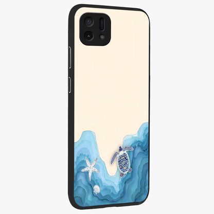 Ocean Drift Turtle Glass Case upright view showcasing calm underwater turtle artwork with nature inspired theme.