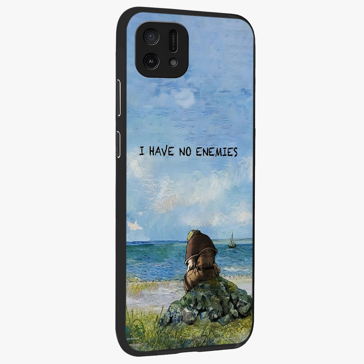 Peace Beyond War Glass Case upright view showcasing powerful peace symbol artwork with inspirational theme.
