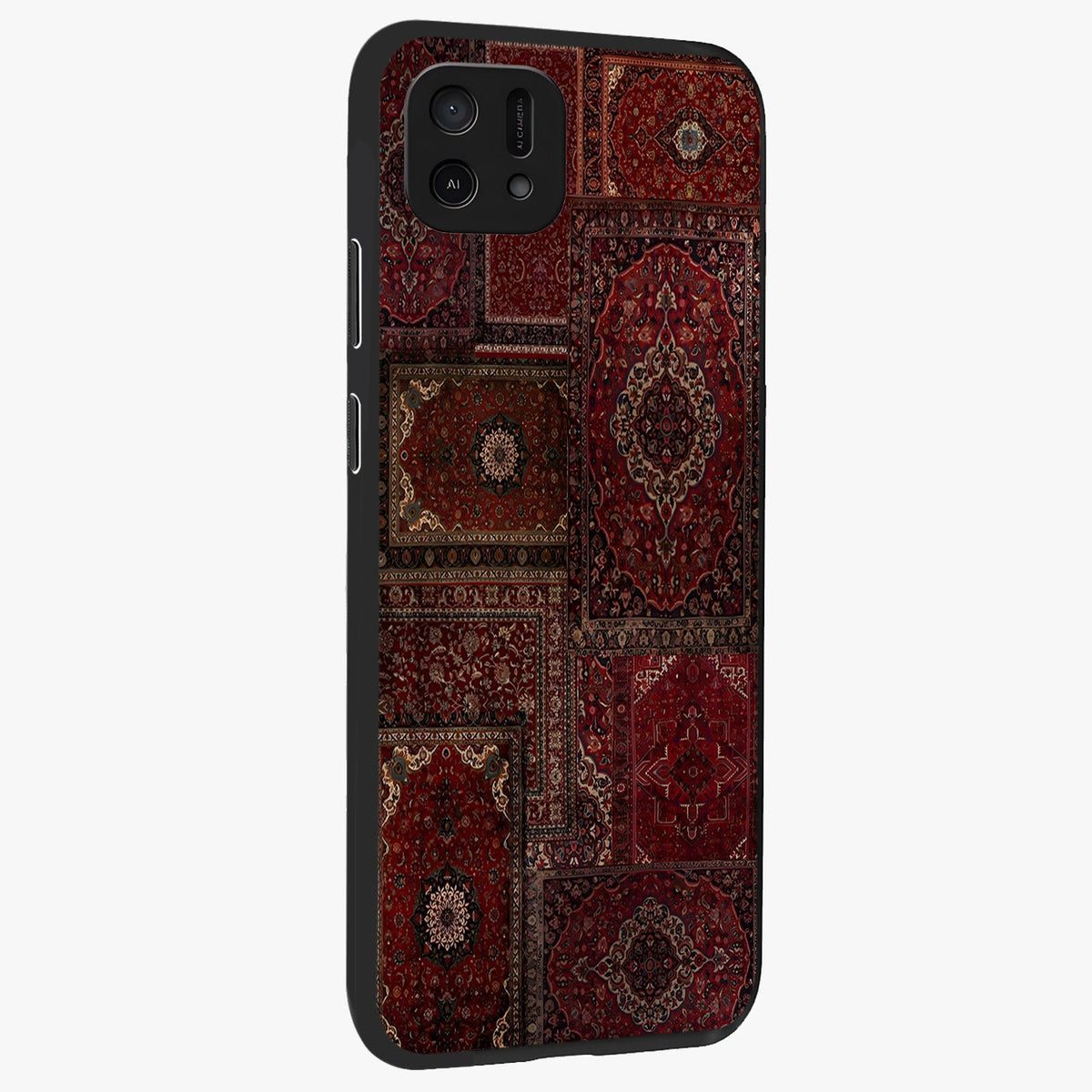 Persian Velvet Tale Glass Case upright view showcasing elegant Persian artwork with classic heritage theme.