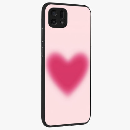 Pink Aura Heart Glass Case upright view showcasing romantic heart artwork with soft pastel theme.