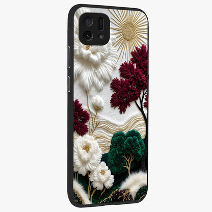 Radiant Bloom Elegance Glass Case upright view showcasing decorative flower artwork with refined botanical theme.