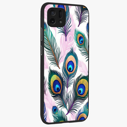Royal Peacock Feathers Glass Case upright view showcasing elegant peacock feather artwork with decorative royal theme.