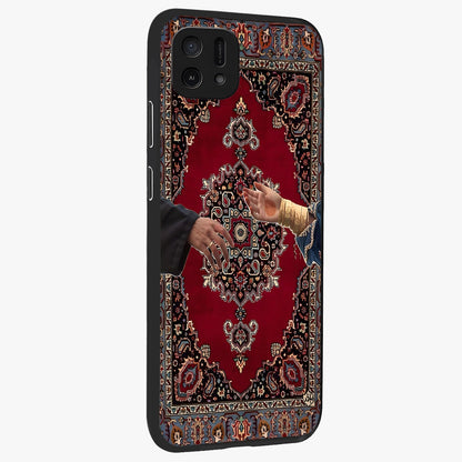 Royal Touch Reach Glass Case upright view showcasing stylish royal inspired artwork with graceful theme.