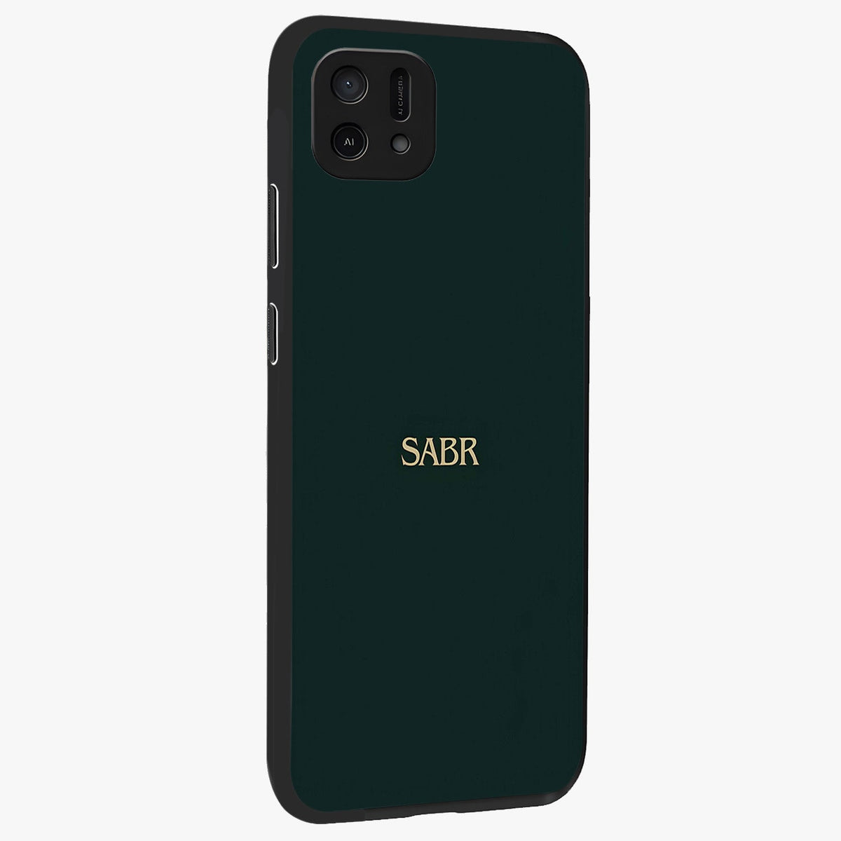Sabr Minimal Patience Glass Case upright view showcasing calm minimalist artwork with motivational patience theme.