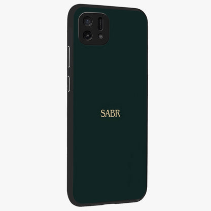 Sabr Minimal Patience Glass Case upright view showcasing calm minimalist artwork with motivational patience theme.