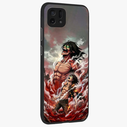 Titan Awakening Fury Glass Case upright view showcasing intense titan artwork with epic fantasy theme.