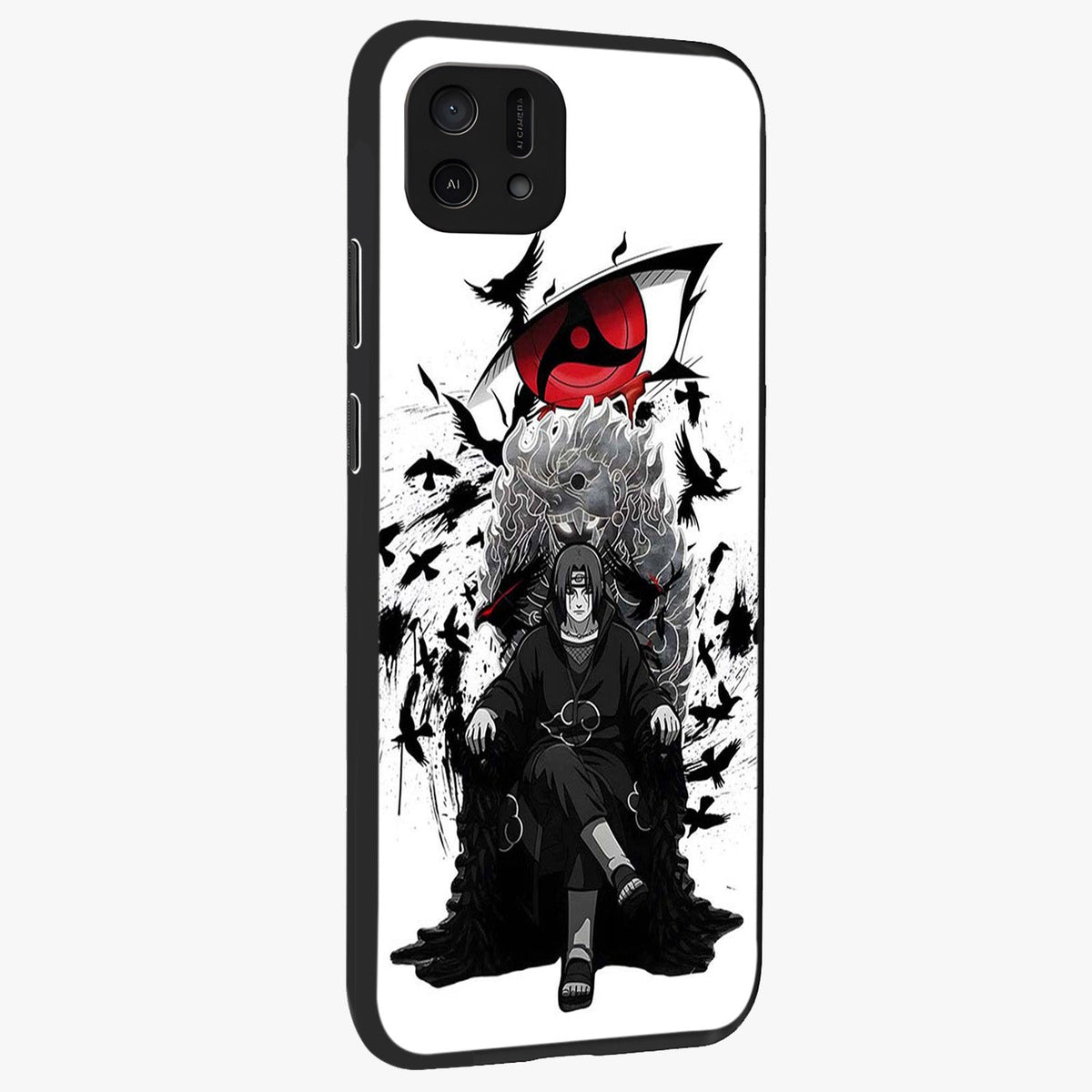 Uchiha Shadow Throne Glass Case upright view showcasing magical underwater galaxy artwork with vibrant cosmic theme.
