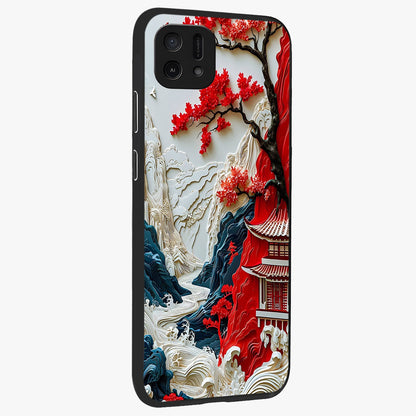 Whispers Of Sakura Waves Glass Case upright view showcasing delicate cherry blossom artwork with elegant nature theme.