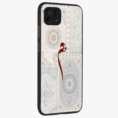 White Aesthetic Bow Glass Case upright view showcasing delicate ribbon bow artwork with cute minimalist theme.