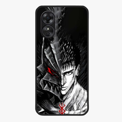 Berserker Blood Oath Glass Case showing flat back view with fierce warrior inspired artwork and glossy glass finish.